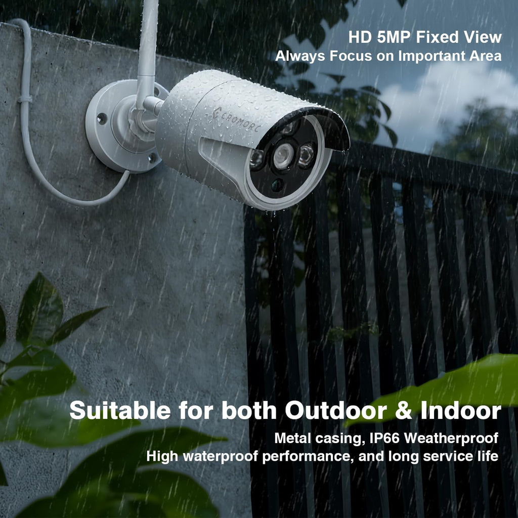 10CH Expandable Wireless Security Camera System with 10.1' Monitor 4pcs 5MP Indoor Outdoor Camera 1-Way Audio Night Vision Motion Detection Home Business CCTV Surveillance 1TB HDD
