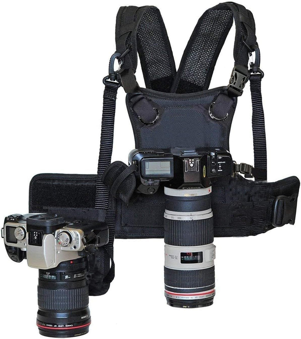 Nicama AH1 Camera Shoulder Harness for 2 Cameras, Carrier Chest Vest with 38mm Square Arca Mount Plate for Canon Nikon Sony