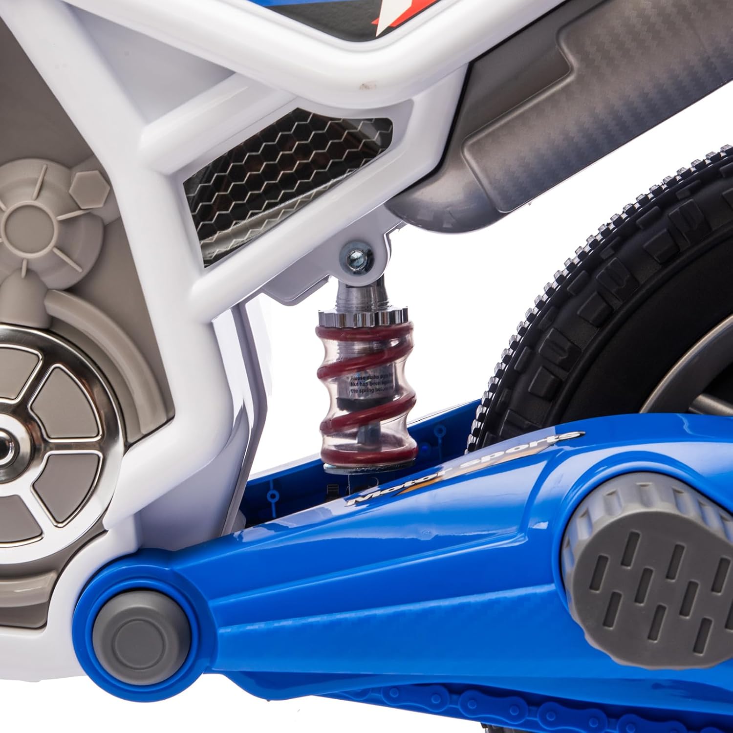 JOYLDIAS Kids Motorcycle, 12V7AH Ride On Motorcycle for Kids w/Training Wheels, Music, Spring Suspension, High/Low Speeds, Blue