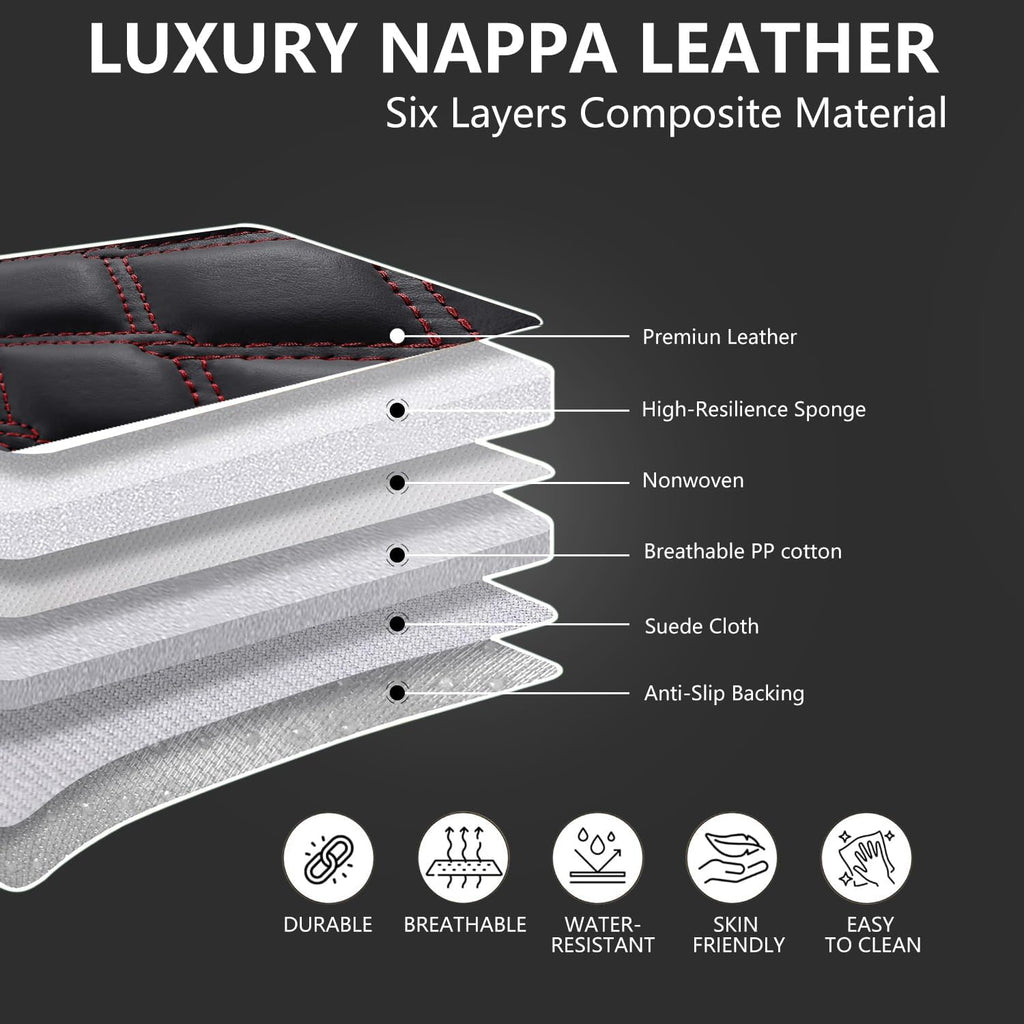 Front Seat Covers for Jeep Grand Cherokee 2011-2024 2025 2026,2 PCs Luxury Leather Car Seat Cover Waterproof Seat Protectors,Breathable Vehicle Seat Cover Airbag Compatible Cushion(Red Black,)