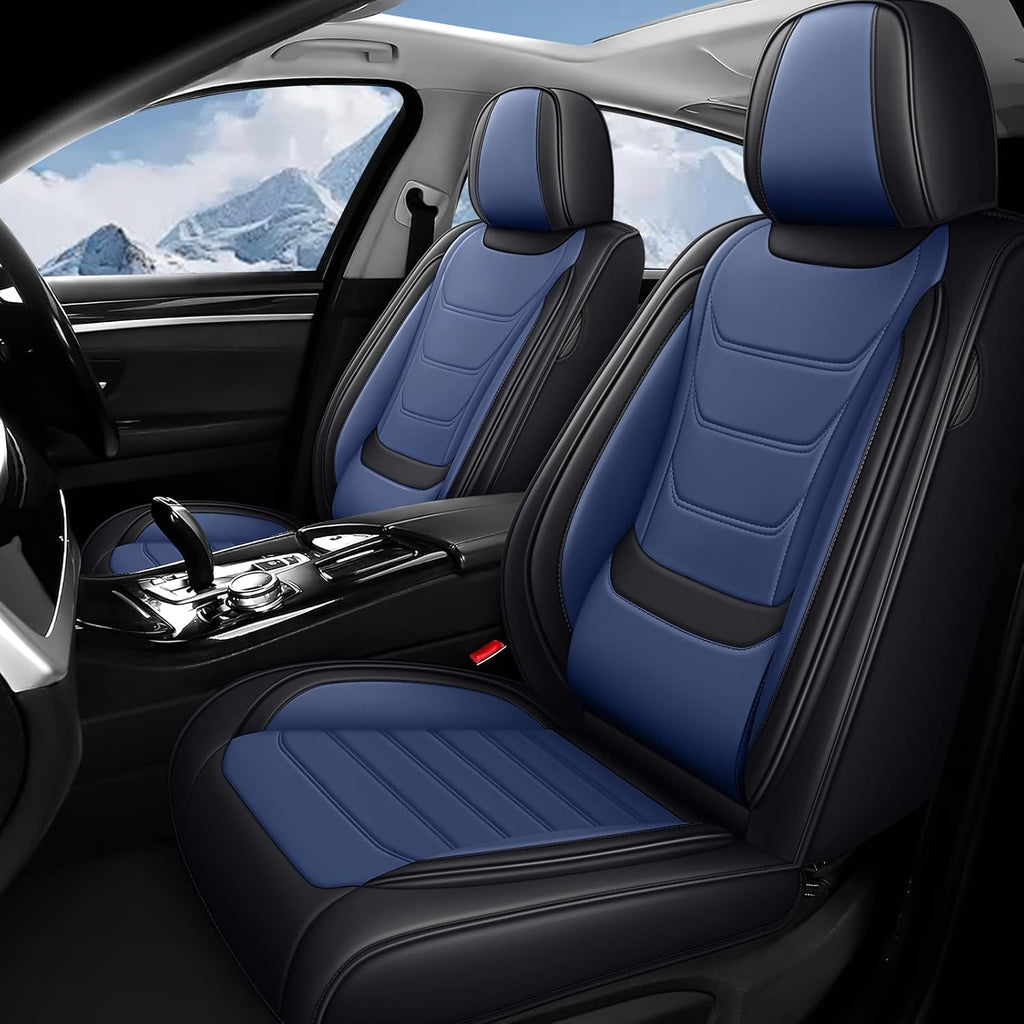 Fit for Volkswagen Beetle 2012-2019 Custom Seat Covers, PU Leather Car Seat Covers, Full Coverage Protection, Thick Cushioning Seat Protectors(Standard Front Row/Black Blue)