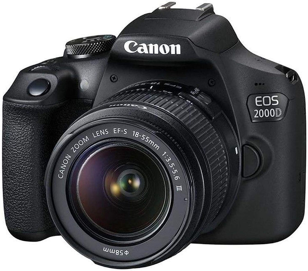 Canon EOS 2000D / Rebel T7 DSLR Camera w/EF-S 18-55mm f/3.5-5.6 Lens 3 Lens Kit: 128GB Memory + Wide Angle + Telephoto + Flash (Renewed)