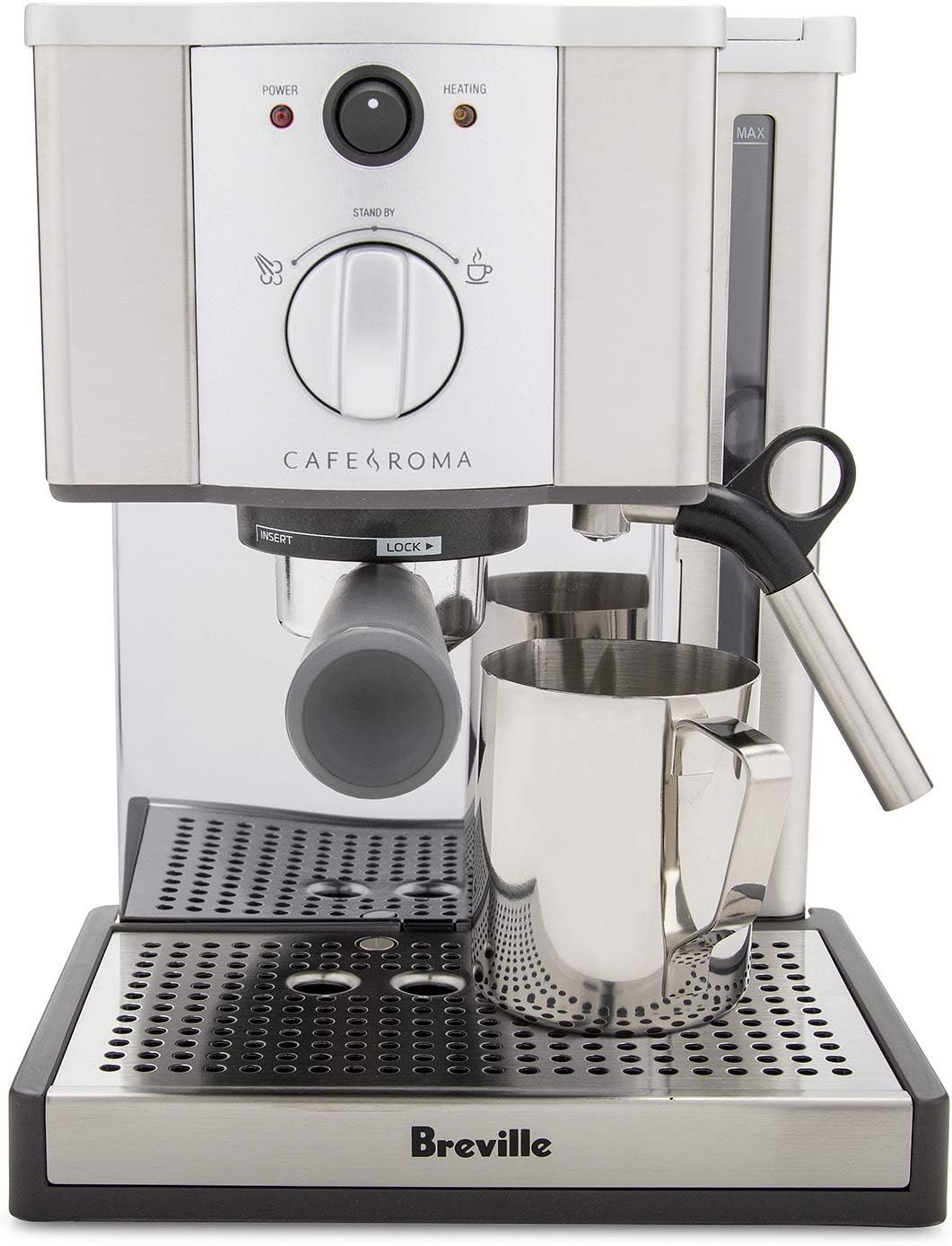 Breville ESP8XL Cafe Roma Stainless Espresso Maker, 9x9x12, Silver