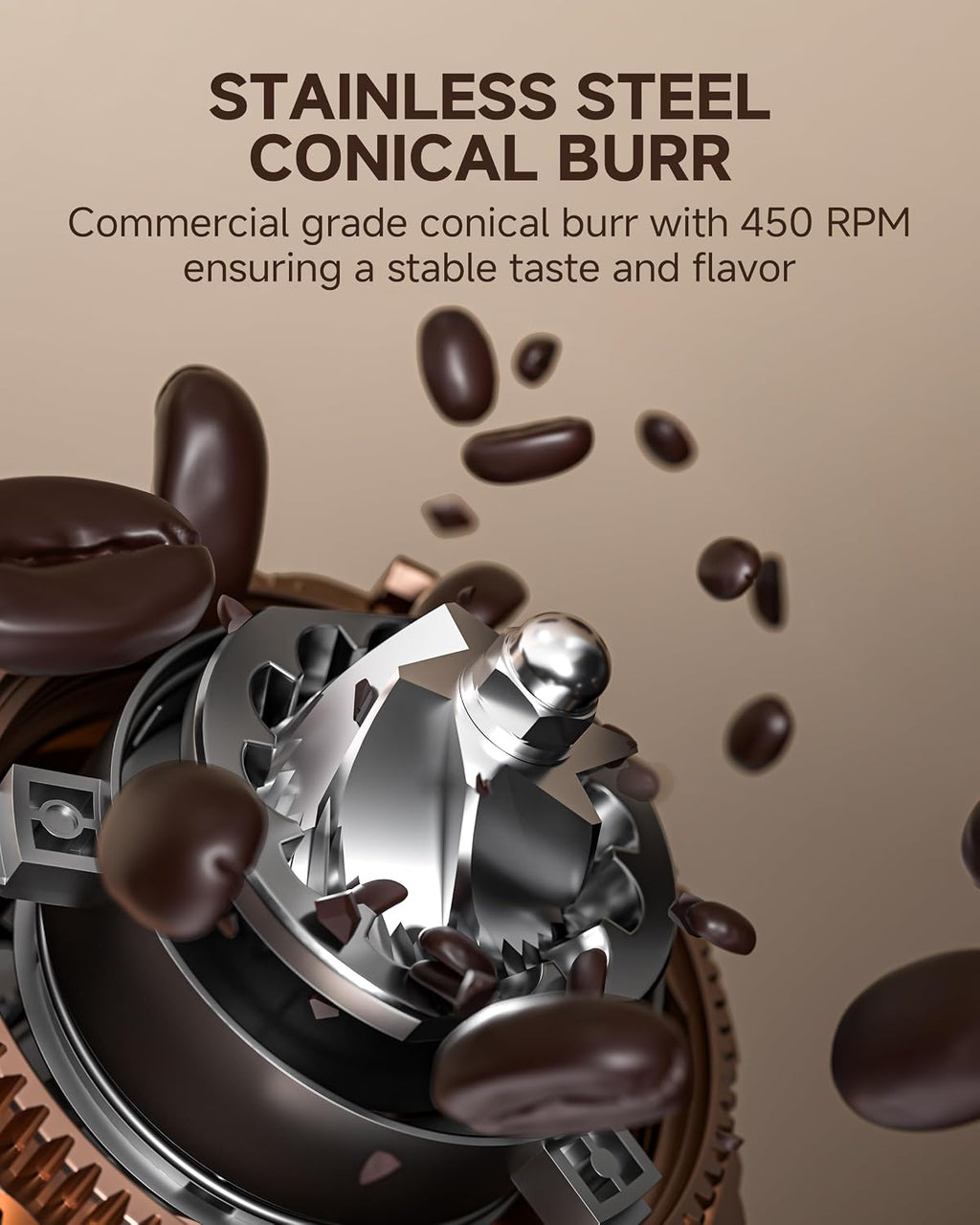 AMZCHEF Single Dose Coffee Grinder with 75 Settings & 40mm Burrs | Anti-Static Espresso Grinder for Home Use | Low Retention Magnetic Outlet | Quiet DC Motor | Vacuum Dosing Cup | LED Light
