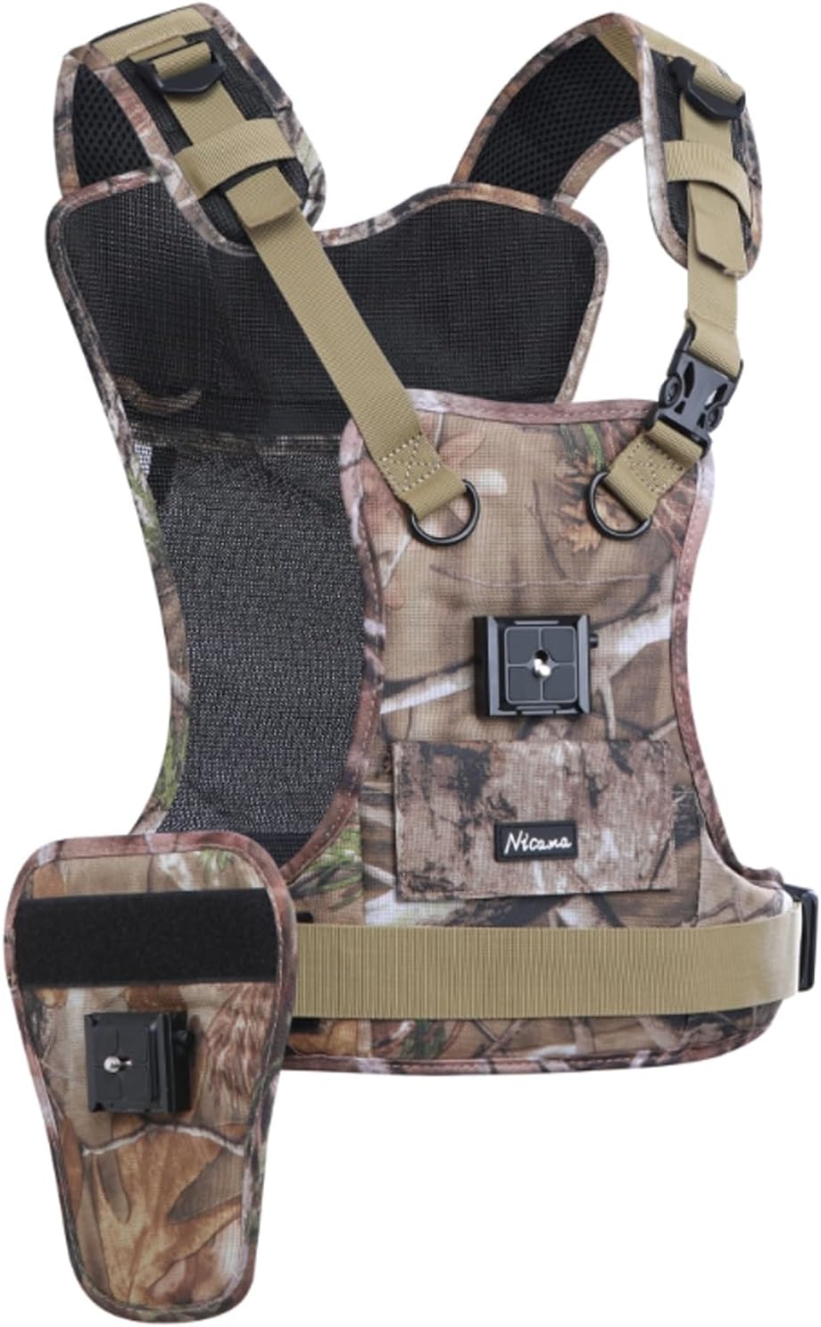 Nicama AH1 Camera Shoulder Harness for 2 Cameras, Carrier Chest Vest with 38mm Square Arca Mount Plate for Canon Nikon Sony