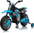 12V Kids Motorcycle w/Treaded Tires, 3.1mph Top Speed Electric Bike for Kids, Training Wheels, Music & Bluetooth, Spring Suspension, Age 3-8 Year Old, Bule