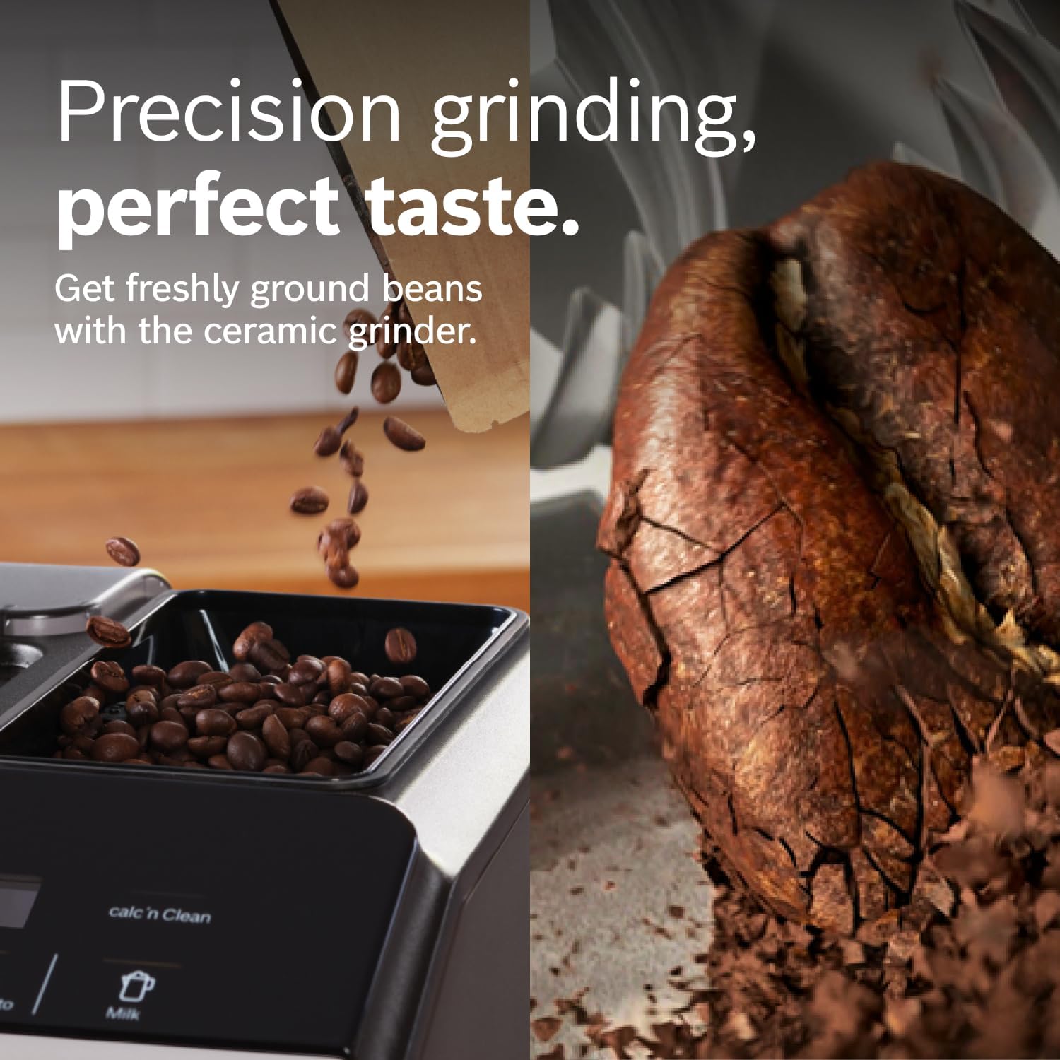 Bosch Fully Automatic Coffee and Espresso Machine - One-Touch Drinks, Barista Style, Double Cup Super Coffee Maker - Large Bean Capacity - Easy Clean, Maintenance - Silver- TIU20307