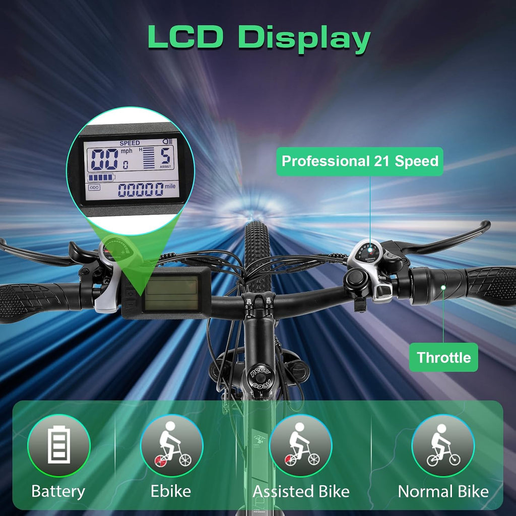 Vivi Electric Bike for Adults, 27.5' Electric Mountain Bike, 500W Ebike 20MPH Electric Bike with 48V 499.2WH Battery, Up to 50 Miles, 21 Speed Adult Electric Bicycles, SGS Certified to UL2849