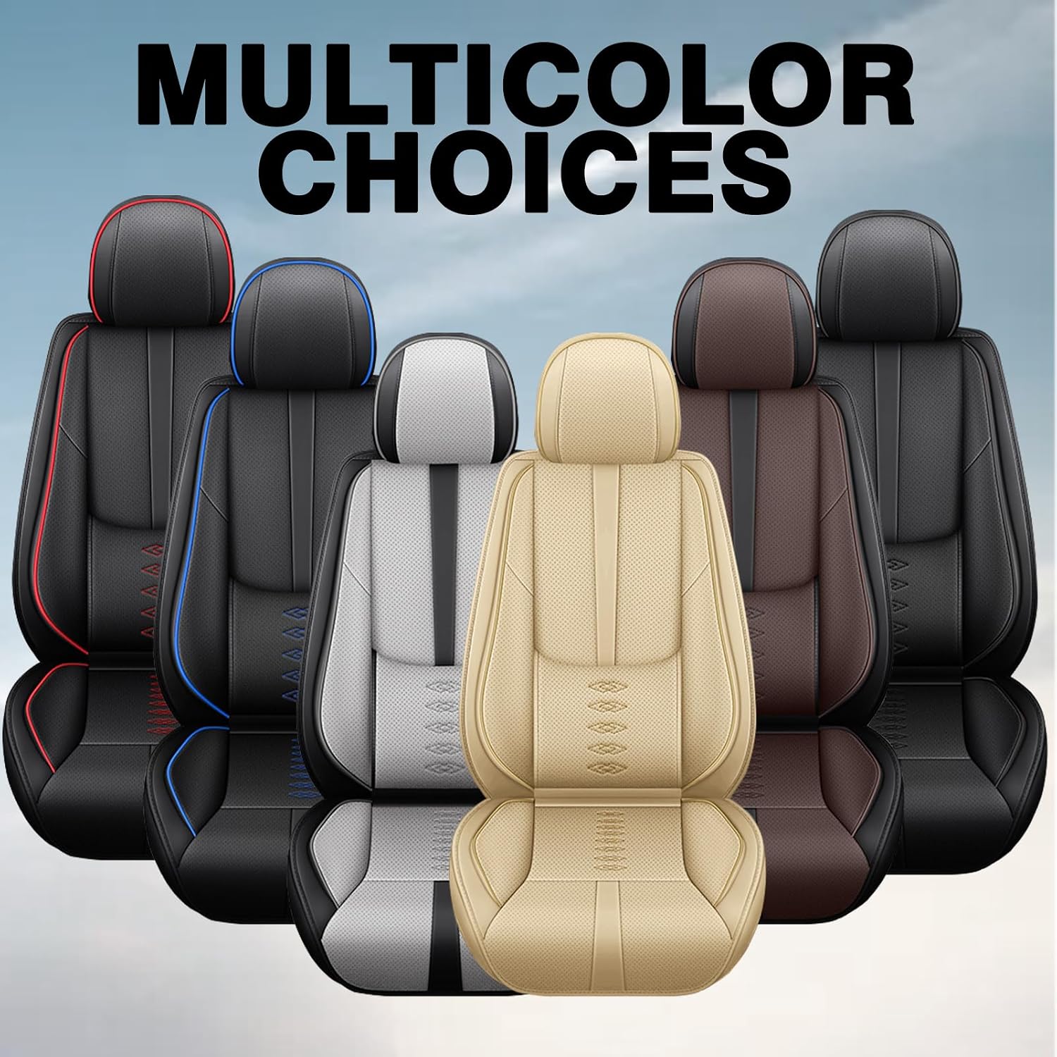 Car Seat Covers 5 Seats Fit for Mitsubishi Montero 1999-2005,Waterproof Leather Seat Covers,Airbag Compatible,Car Seat Protectors Interior Sets(Full Set,Beige)