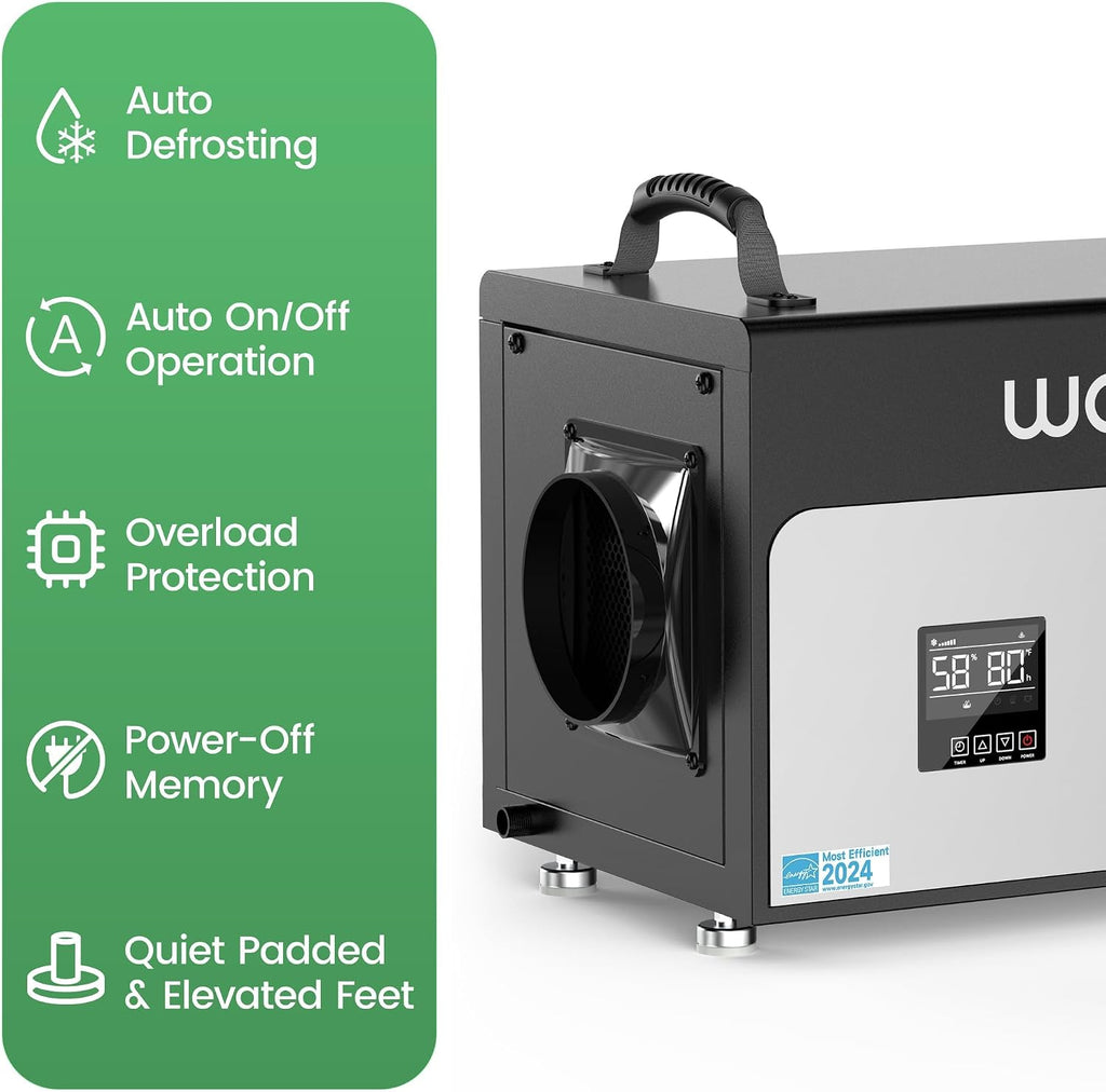 Waykar 130 Pints Energy Star Most Efficient Commercial Dehumidifier with Pump and Drain Hose for Crawl Spaces, Basements, Ducted Industrial Use, and Water Damage Unit - 5-Year Quality Coverage