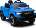 ENYOPRO 12V Licensed Ram 1500 RHO Ride on Truck, Electric Car for Kids to Drive, Toddler Ride On Toys w/Remote Control, Truck Bed Storage, Smooth Start, Bluetooth, USB, LED Lights, Max 3.5 MPH, Blue