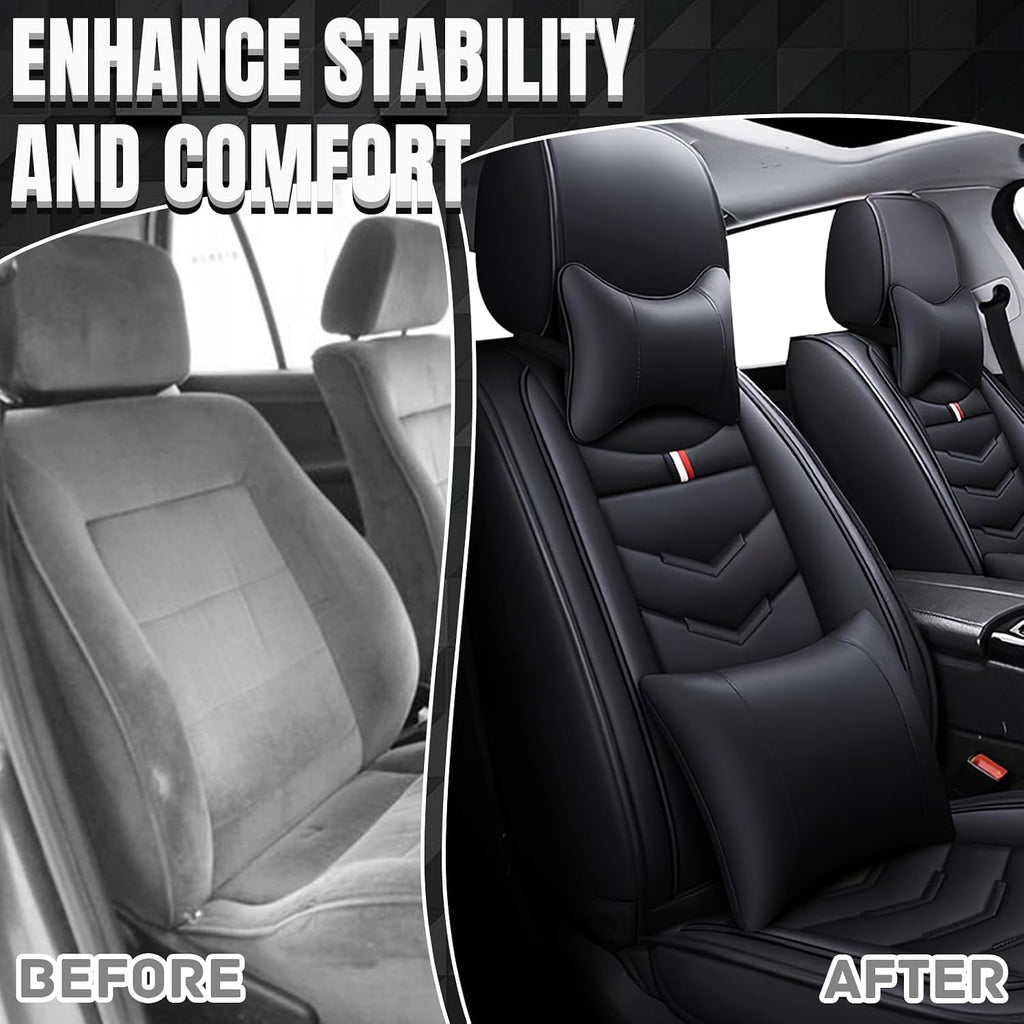 Car Seat Covers Fit for Mazda Cx-90 2025-2025, Leather Seat Covers for Car, Waterproof Non-Slip Durable Car Seat Protector(2 Seats with Pillow,Black)