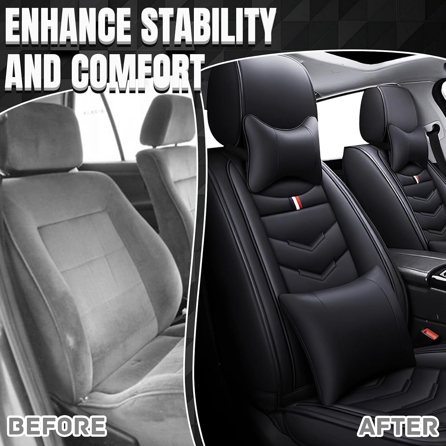Car Seat Covers Fit for Mazda Cx-90 2025-2025, Leather Seat Covers for Car, Waterproof Non-Slip Durable Car Seat Protector(2 Seats with Pillow,Black)