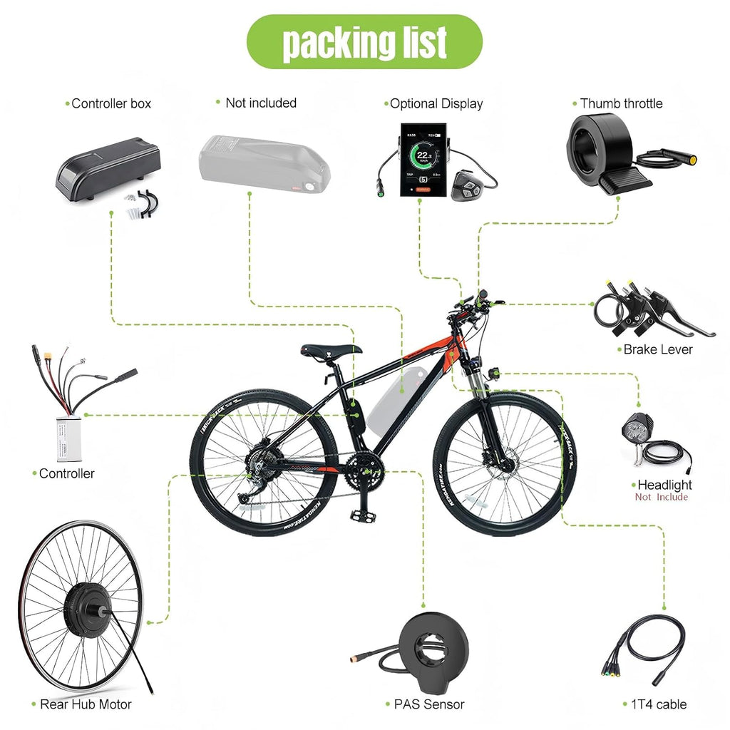 BAFANG Rear Hub Motor Kit 48V 500W 750W Electric Bicycle Conversion Kit for Bikes 20'/26'/27.5'/700C Wheel with Optional Display and EBike Battery