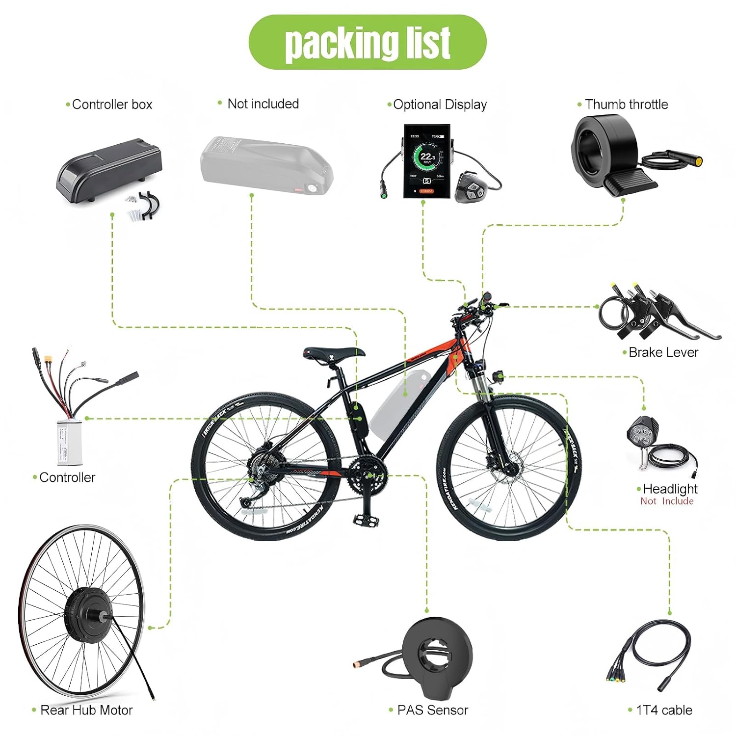 BAFANG Rear Hub Motor Kit 48V 500W 750W Electric Bicycle Conversion Kit for Bikes 20'/26'/27.5'/700C Wheel with Optional Display and EBike Battery