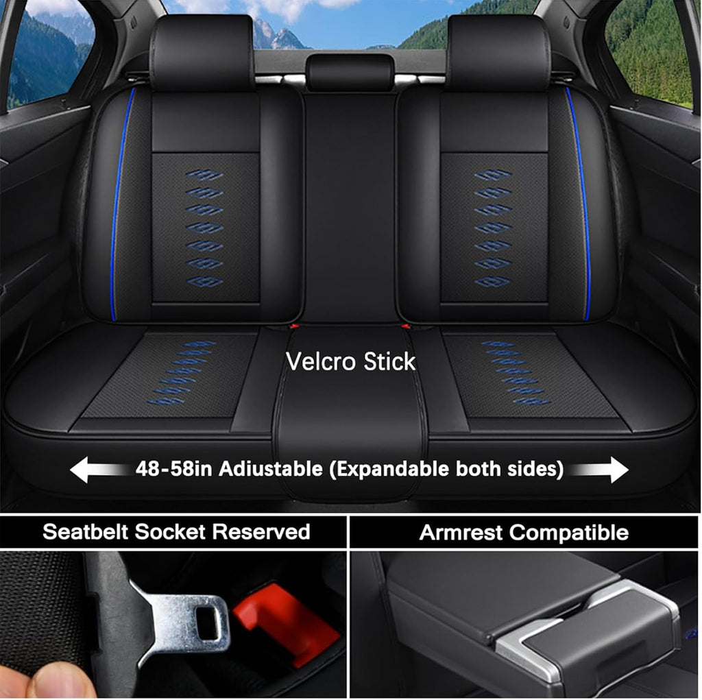 Leather Seat Covers for Mazda CX-50 Hybrid 2025,Premium Car Seat Covers Full Set,Waterproof Car Seat Protectors with Airbag,Comfort Interior Cover Seats for Cars(Black+Blue)