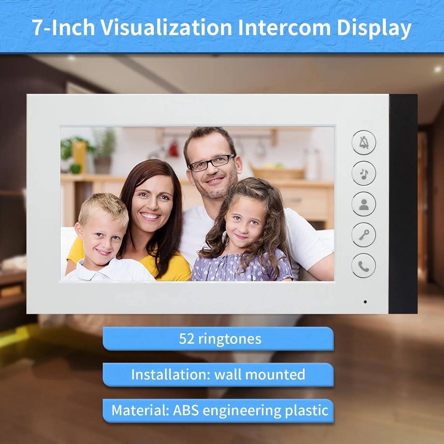 Wired Video Intercom System,7 Inch Ring Video Doorbell with IR Night Vision,HD Camera Kits,IR Outdoor Camera,Dual-Way Intercom for Villa Home Office Apartment (1 Bell +8 Monitor)