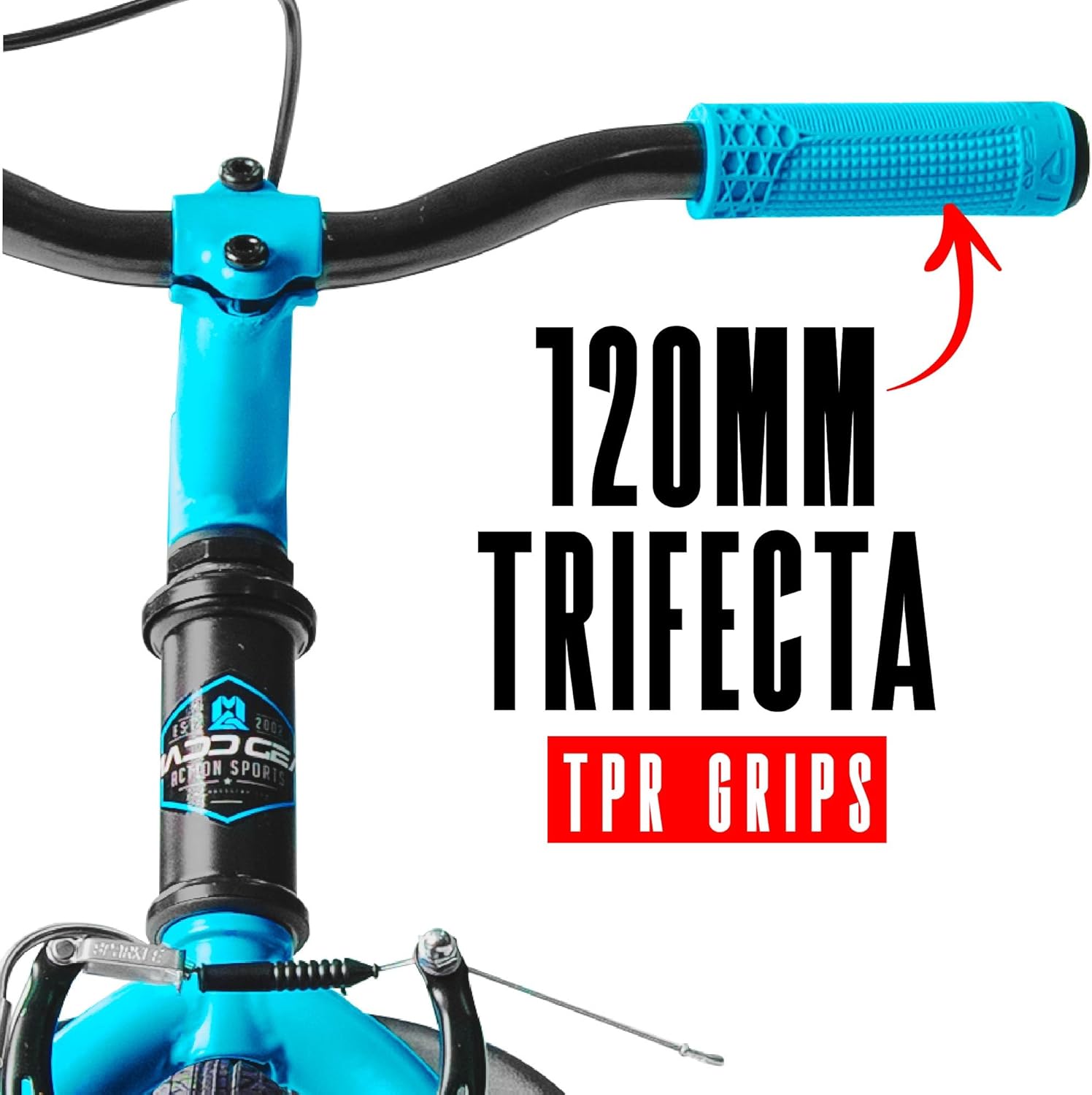 Drift Trike for Kids Ages 5+ – 16' Front Wheel Ride-On with Adjustable Seat, Steel Frame, Rear Slick Drift Wheels & Safety Flag – Madd Gear - (Black Blue)