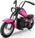 ELEMARA Electric Dirt Bike, 15 mph & 150lb Max, 24V Ride on Toy for Big Kids w/LED Lights & Power Display,Chain-Driven Motor,Twist-Grip Throttle, Shock Springs,Handbrake,12' Air-Filled Tires-Rose Pink