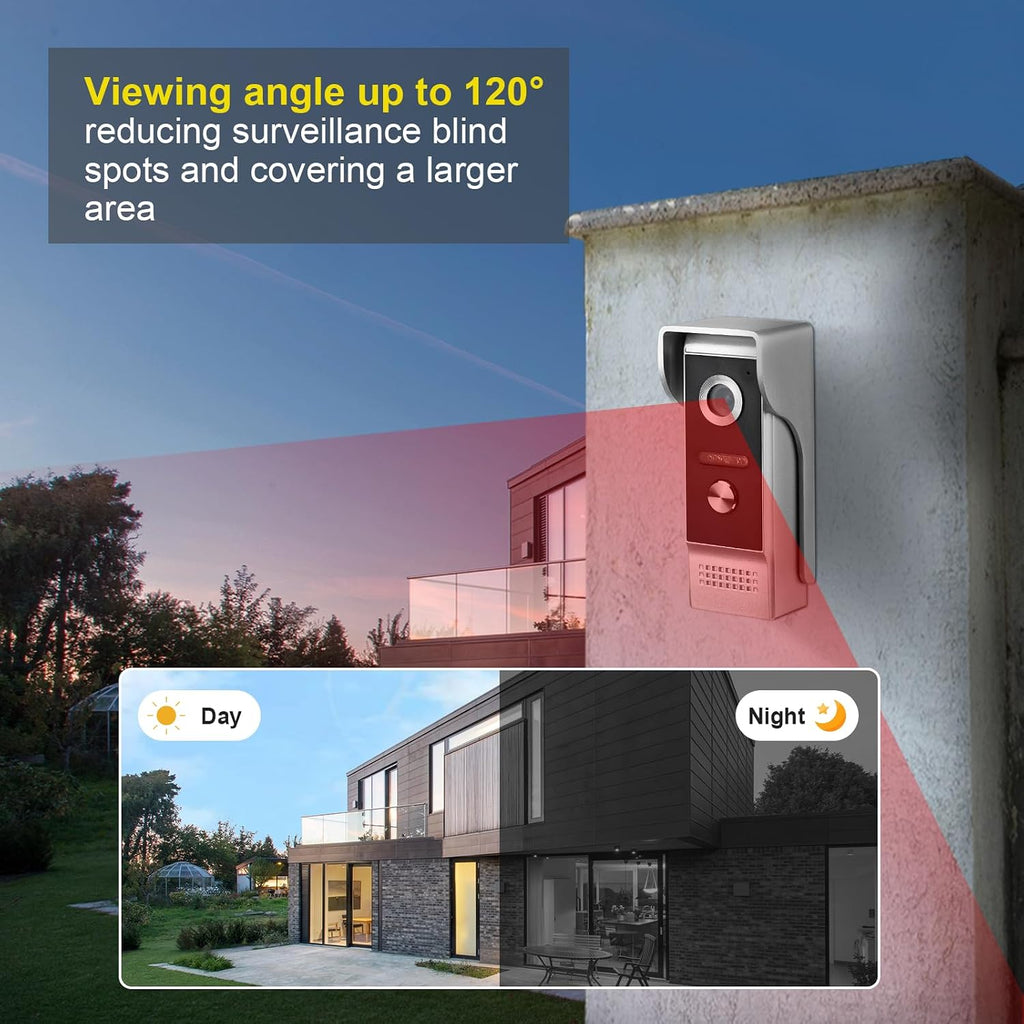 WiFi Wired Video Doorbell System (Wiring Required), 10 Inch High-Definition Monitor +Ring Camera, Support Two-Way Intercom Tuya APP Remote Control & 1080P IR Night Vision for Villa Home Apartment