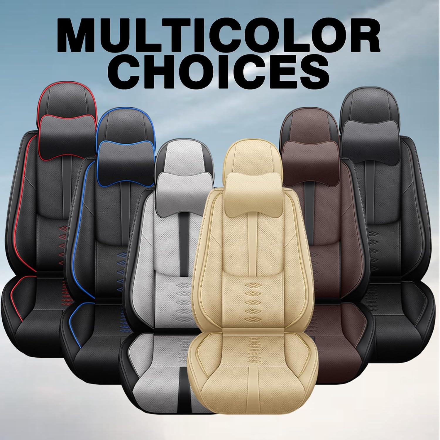 Car Seat Covers 2 Seats Fit for Mitsubishi Montero 1999-2005,Waterproof Leather Seat Covers,Airbag Compatible,Car Seat Protectors Interior Sets(2PCS with Pillows,Black)