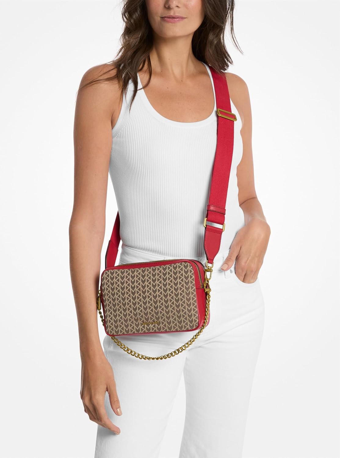 Michael Kors, Womens, Bryant Double Zip Chain Camera Crossbody
