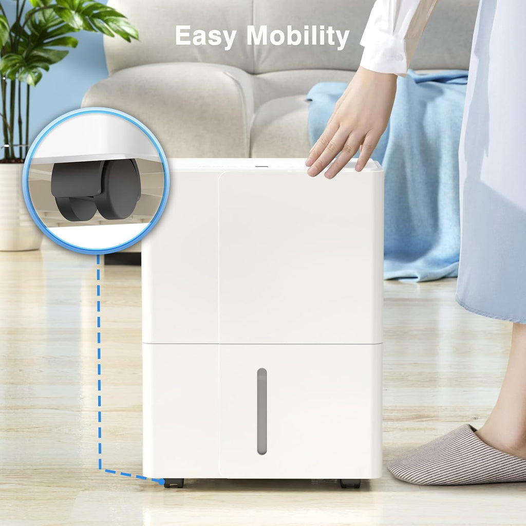 Zafro 2000 Sq.Ft. Dehumidifier for Home Bedrooms, 1.2Gal Water Tank With Smart Control, Timing Device For Medium Size Rooms, 25 Pints (White)