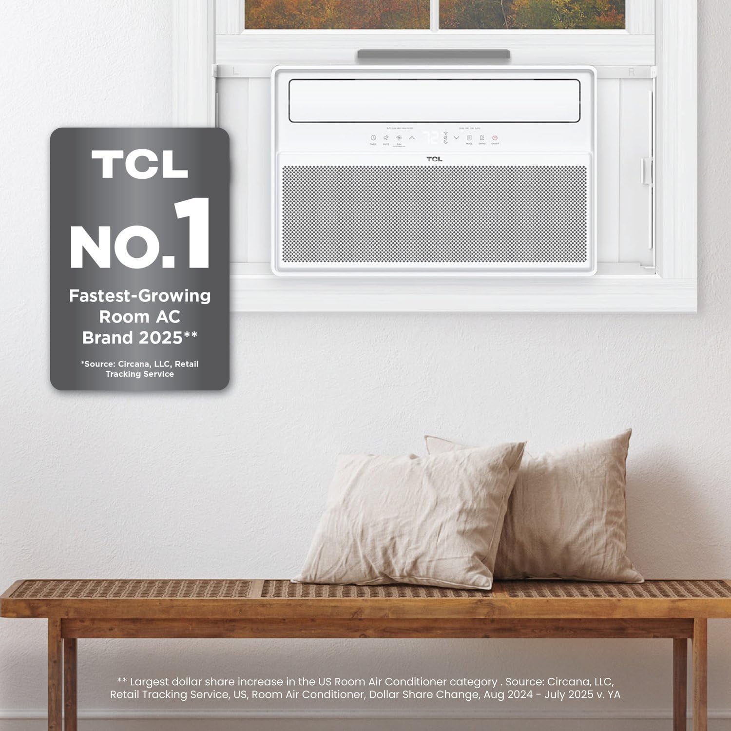 TCL 10000 BTU Q-Series Smart Inverter Window AC, Energy Efficient Air Conditioner with Fan, Dehumidifier, Remote Control & WiFi, Works with Smart Home Devices & TCL Home App, Cools up to 450 Sq. Ft.