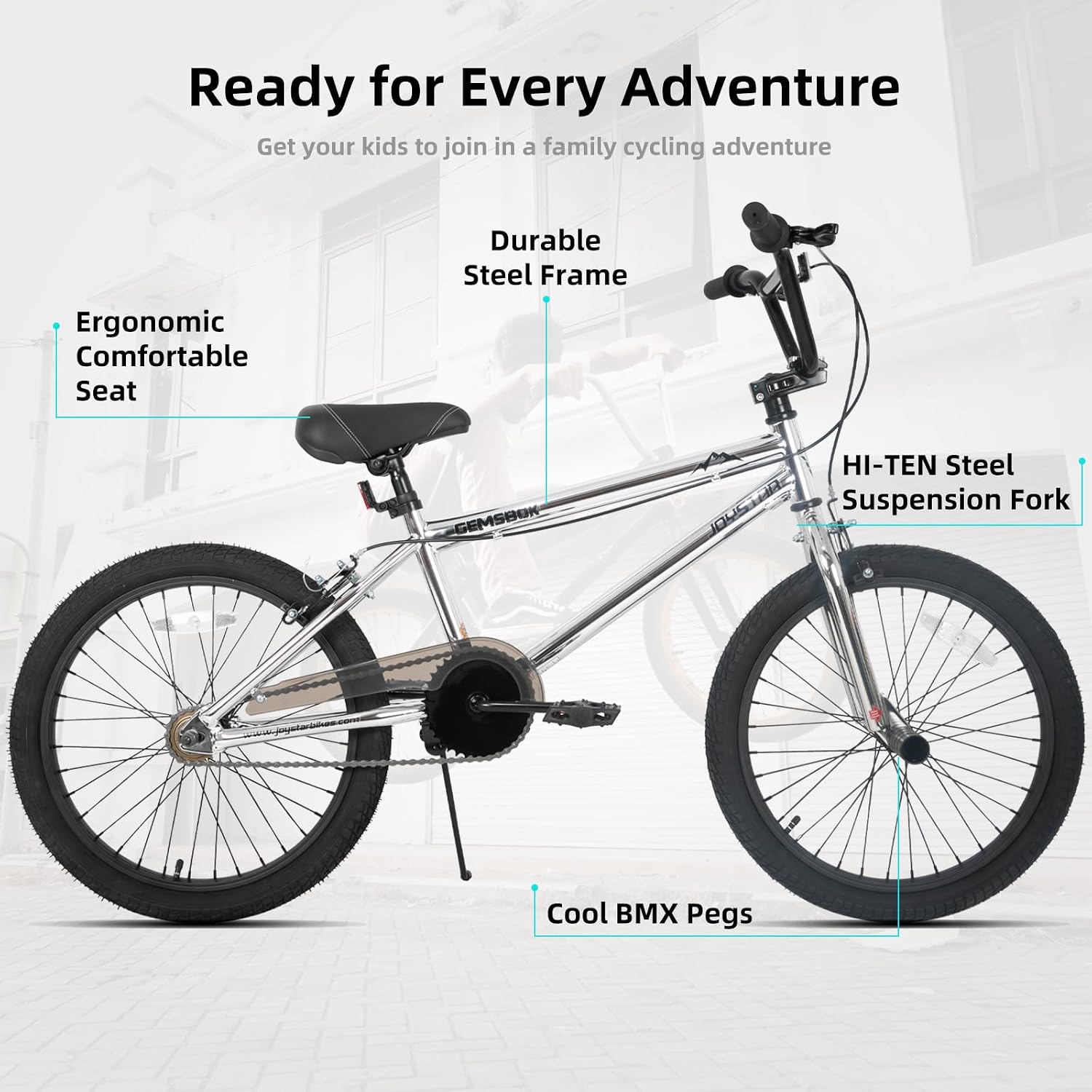 JOYSTAR 20 Inch Kids BMX Bike for Boys and Girls Age 7-12 | Freestyle Bicycle for Beginner Level Riders with Dual Hand Brakes & 2 Pegs | 20' Kids Bike