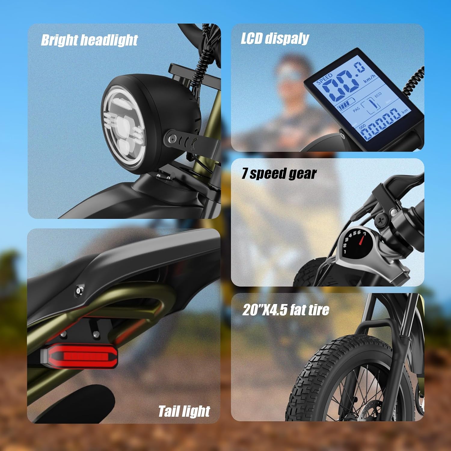 BIGNIU BG-S Electric Bike for Adults – 20'x4.5' Fat Tire, 1200W Motor, 48V 15Ah Battery, 7-Speed, Dual Disc Brakes for Off-Road and City Riding