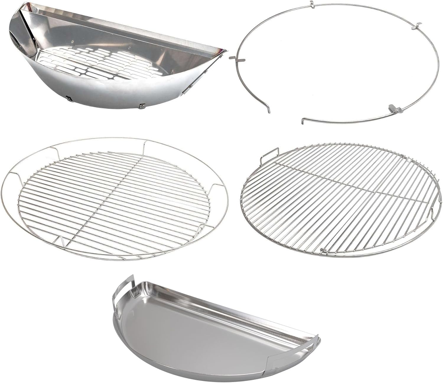 SnS Grills Slow 'N Sear® 5-Piece Cooking System - Patented Charcoal Basket with Removeable Water Reservoir, EasySpin Grate, Drip Pan for Low 'N Slow Smoking & Charcoal Grilling on Big Green Egg XL