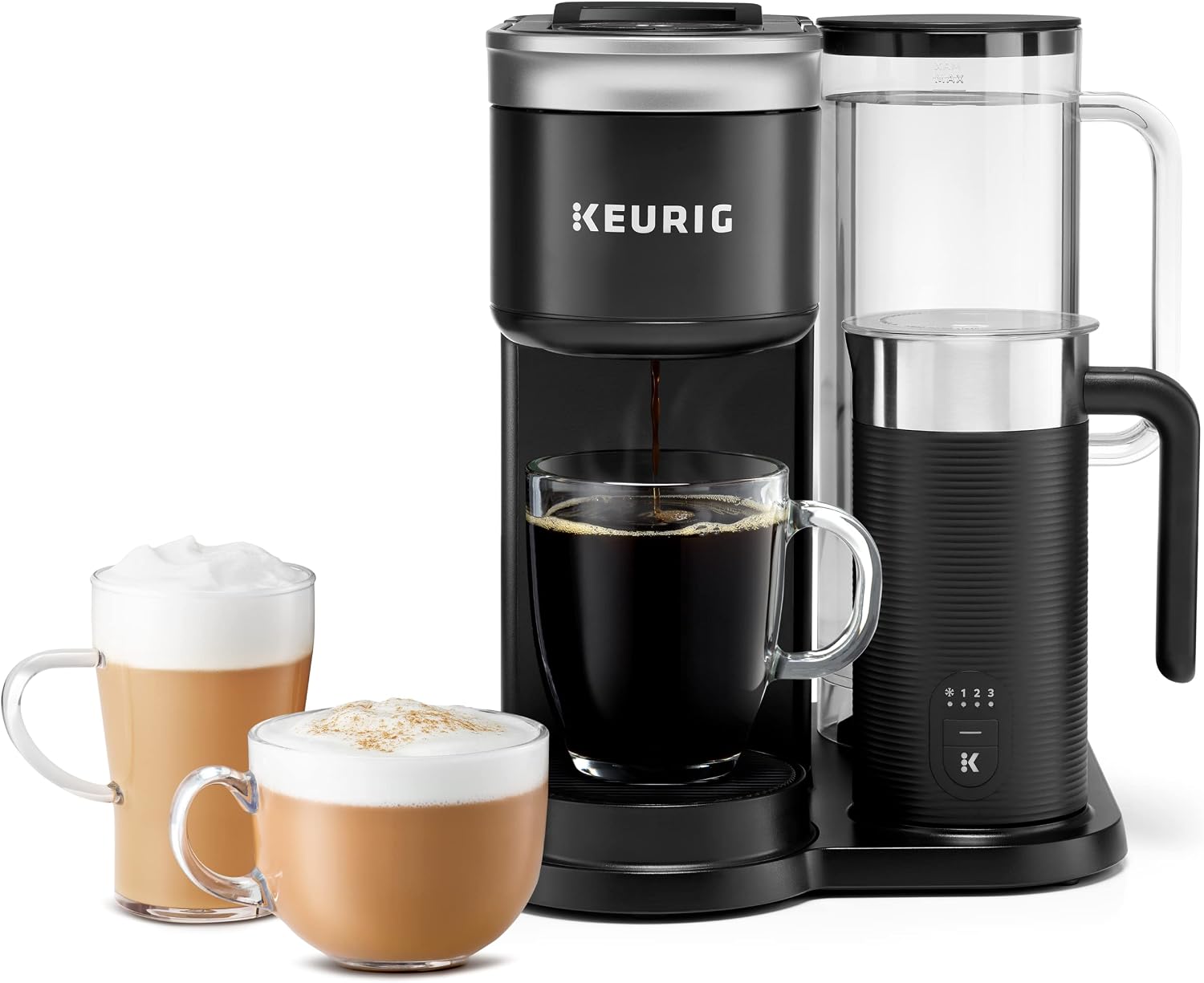 Keurig K155 Office Pro & K-Cafe SMART Single Serve K-Cup Pod Coffee Maker, Latte & Cappuccino Maker, 60 oz, Silver & Black