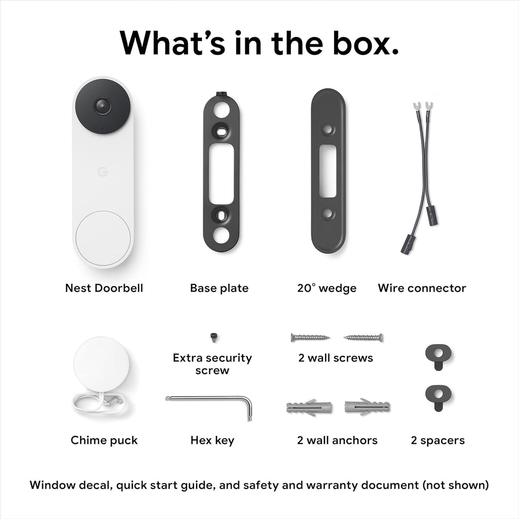 Google Nest Doorbell (Wired, 2nd Gen) - Wired Video Doorbell Camera - Doorbell Security Camera - Snow