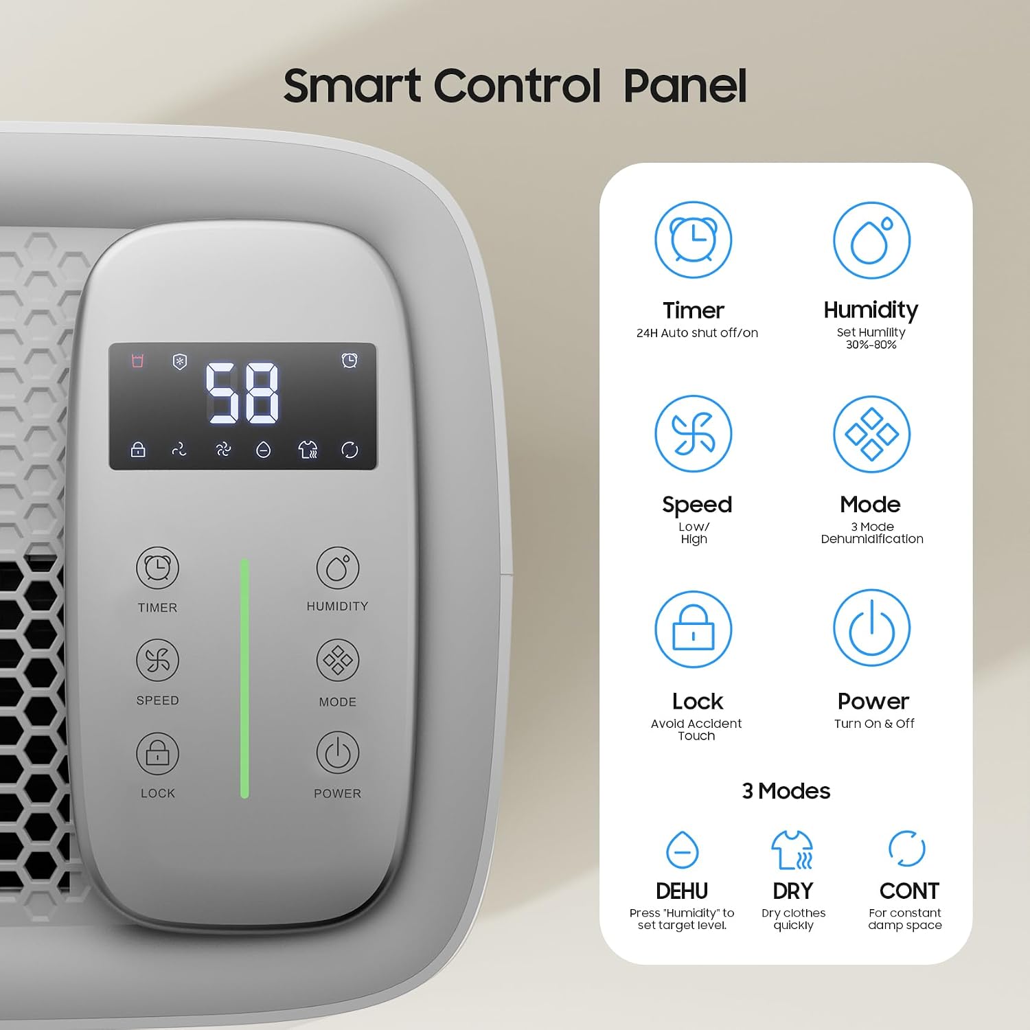 6500 Sq.Ft Dehumidifier for Basement Home, ANDTE 120 Pints Large Room Dehumidifiers Efficient with Drain Hose & 1.32 Gal Tank, Smart Humidity Control, Touch Control Panel, Auto Defrost