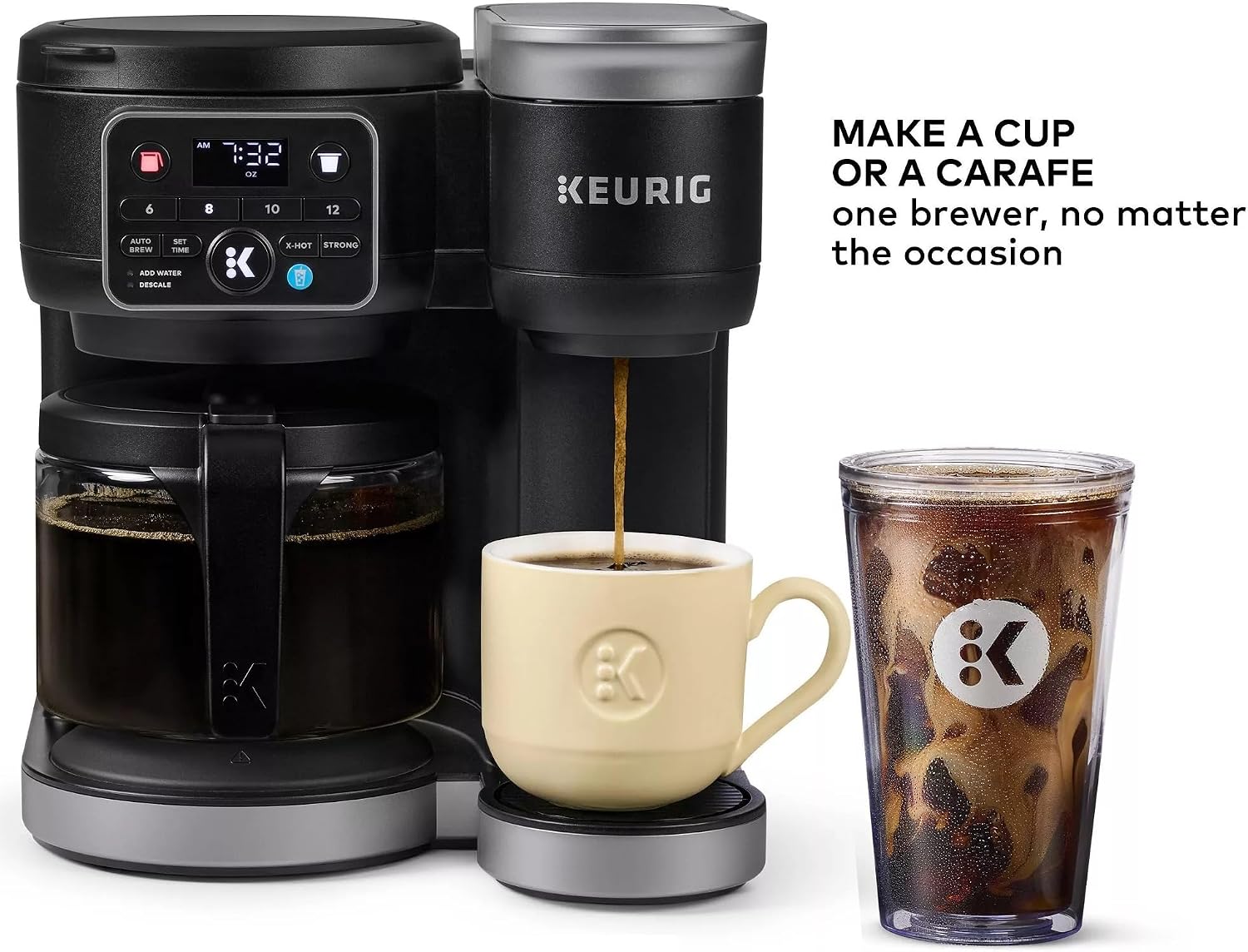 Keurig KD5600 K-Duo Hot & Iced Single Serve & Carafe Coffee Maker, 72oz Reservoir, MultiStream Technology (Gen 2), Black (Renewed)