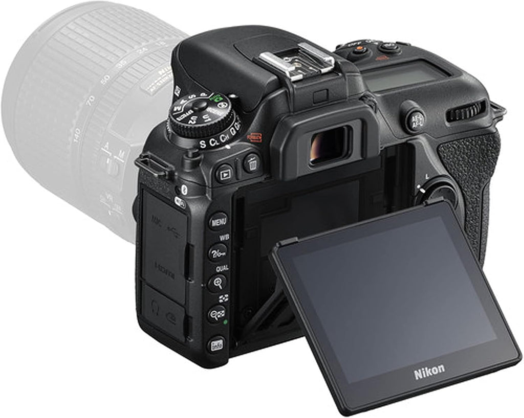 Nikon D7500 DSLR Camera Kit with 18-55mm VR & 70-300mm Lenses + 128GB Memory, LED Light, Microphone, Spare Battery, Filters, Case, Tripod, and More (47pc Video Bundle) (Renewed)