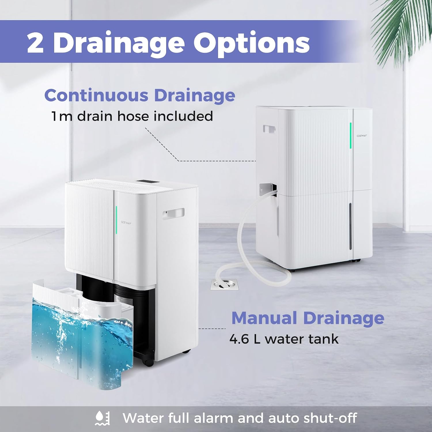 COSTWAY 96 Pints Energy Star Dehumidifier for Basement, 8000 Sq.Ft Dehumidifier with 24H Timer, 3-Color Indicator, 1.2 Gallon Water Tank, Drain Hose & Wheels for Bathroom, Bedroom