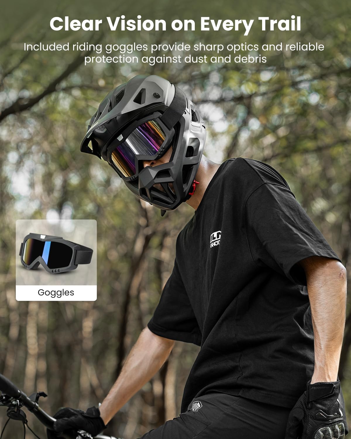 ILM Full Face Mountain Bike Helmet ASTM CPSC Adult with Adjustable Visor for MTB BMX Model HT58