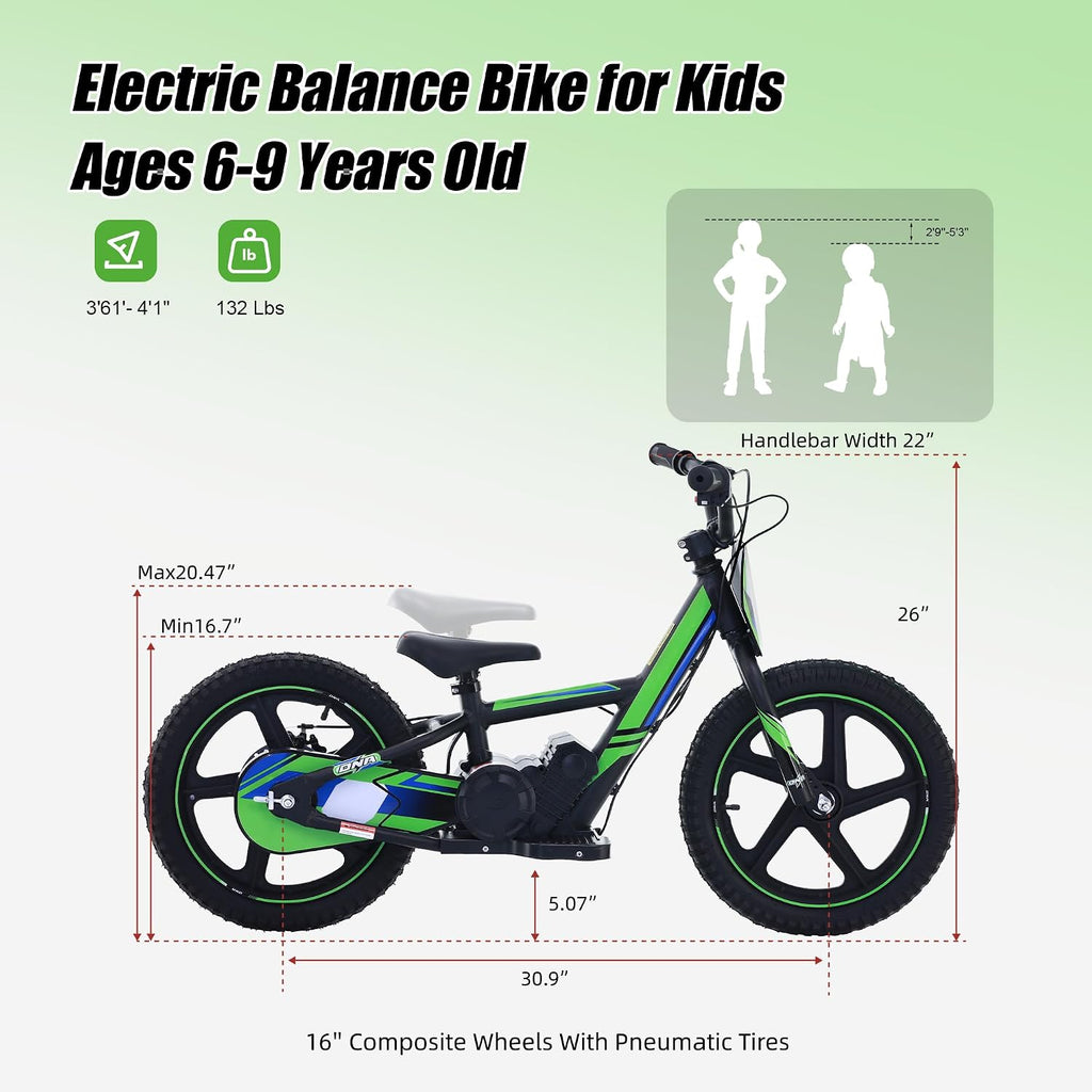 KOZRUNS Electric Dirt Bike for Kids 5-10, 340W Racing Experience Lightweight Motorcycle Up to 12MPH & 3 Speed Settings, 24V Detachable Battery, Safe Disc Brakes, 16 Inch Knobby Tires