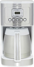 Cuisinart 12-Cup Coffee Maker, Programmable PerfecTemp Thermal Carafe Coffee Machine with 1-4 Cup Setting, Brew Strength Control and Brew Pause, Stainless Steel, White
