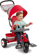Radio Flyer Ultimate All-Terrain Stroll 'N Trike, Ages 1-5, Convertible 4-in-1 Tricycle, All-Terrain Tires, Parent Push Handle, UV Canopy, Accessories, Safety Harness, Stroller Tricycle for Toddlers