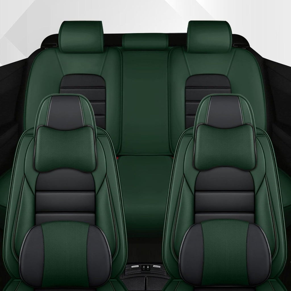 Car Seat Cover Fit for Jeep Wrangler 2000-2025,Compatible Airbag Non-Slip Waterproof Seat Covers,Car Seat Protector Premium Interior (Luxury 5 Seats,Black Green)