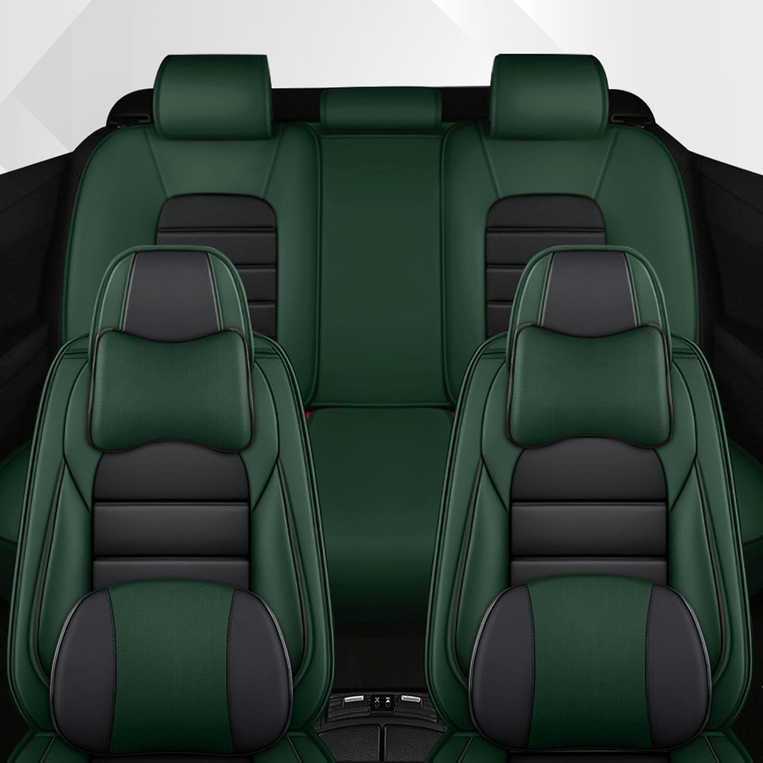 Car Seat Cover Fit for Jeep Wrangler 2000-2025,Compatible Airbag Non-Slip Waterproof Seat Covers,Car Seat Protector Premium Interior (Luxury 5 Seats,Black Green)