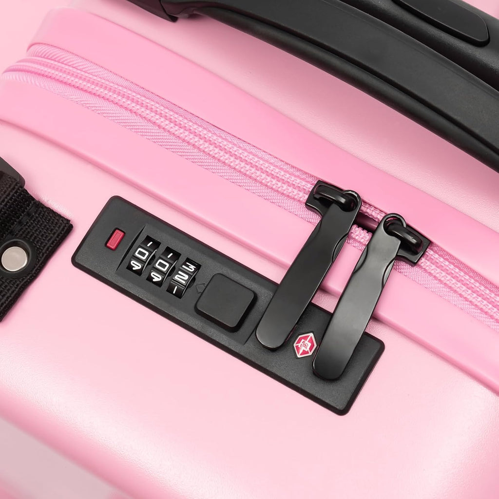 Kids Ride-On Luggage 20' with Spinner Wheels, Children's Travel Suitcase with Seat & Password Lock, Pink Cartoon Carry-On Trolley for Ages 1-6