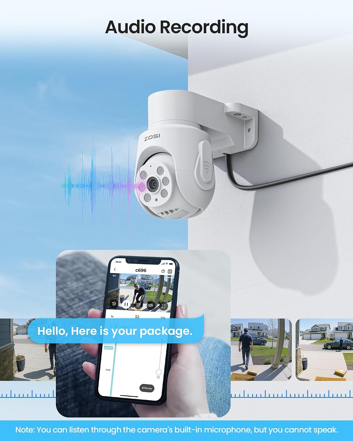 ZOSI 5MP Wired Security Camera System,4pcs 1080p Pan/Tilt 360°View Indoor Outdoor Camera,AI Human Vehicle Detection,Night Vision,Audio Recording,H.265+ 8CH DVR with 500GB HDD for 24/7 Surveillance