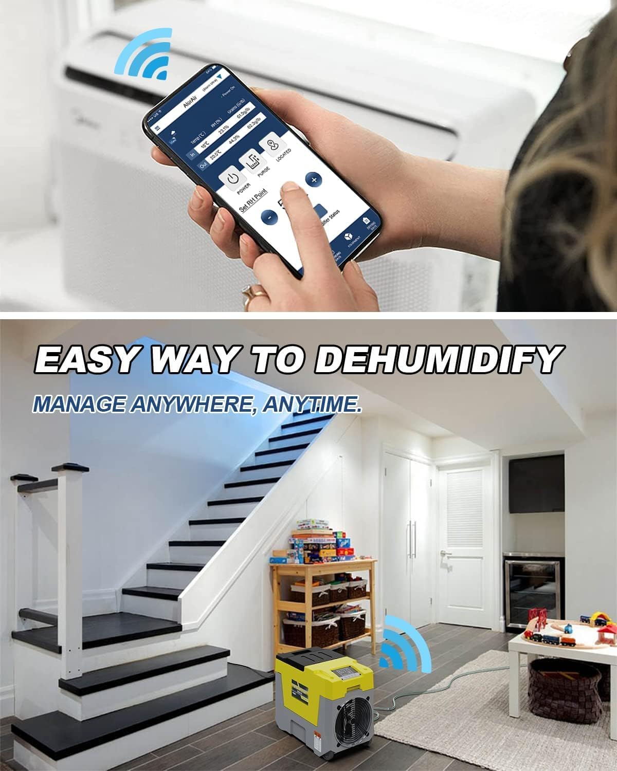 ALORAIR 180 Pints Commercial Dehumidifier with Pump Smart WiFi Control, Storm LGR 850X Industrial Dehumidifier for Water Damage Restore, Basement, Garage, Crawl Space, with 5 Years Limited Warranty