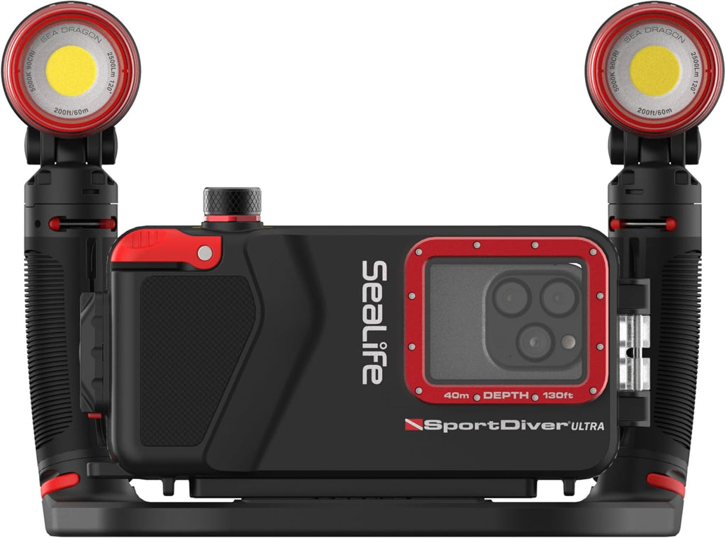 SeaLife SportDiver Ultra Underwater Smartphone Scuba Housing & Dual (2) Sea Dragon 2500 Lumen Lights, Waterproof Photography, Easy Camera Controls, Fits Most Phones