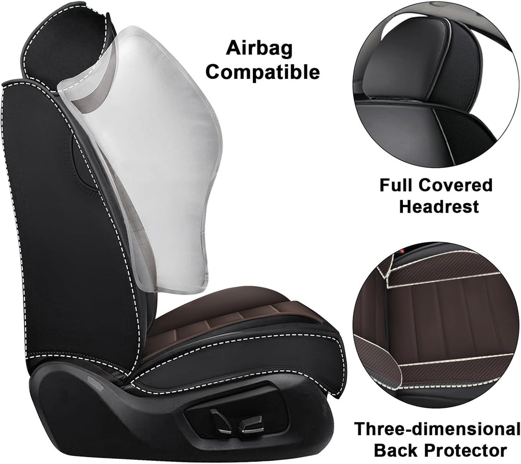 2 Seat Covers for Infiniti QX80 2000-2026 Breathable Car Seat Covers,Anti-Slip Waterproof Car Seat Protectors with Airbag,Automotive Vehicle Cushion with Storage Pockets (Standard,Brown)