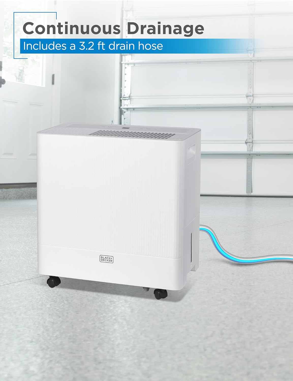 BLACK+DECKER Portable Dehumidifier, Extracts 50-Pint Per 24-Hours, Dehumidifier up to 4500 Sq. Ft. Coverage, 12.68-Pint Bucket, Energy Star Certified, BDM50WCDA, White