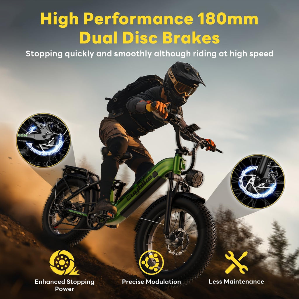 EUYBIKE Electric Bike for Adults 1400W Peak, 48V 20AH(960WH) Removable Battery, 20'x4' Fat Tire Full Suspension 80 Miles Range Step-Thru Hunting Ebike, 7-Speed Dual Brakes Electric Bicycle